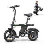 Flydone Mini Electric Bike for Adults, 750W Motor 20 mph Folding E-Bikes, 14" Adult Electric Bicycles with Smart Uphill 36v 7.8AH Battery E Bike for Teens,Black