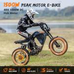 M5 Electric Bike for Adults/Teen,1500W Peak Motor 32 MPH, 48/15AH-35AH Dual Battery, 60/100 Miles 20" Fat Tire Electric Dirtbike, City Moped Electric Motorcycle for Adults Full Suspenssion Road Ebikes