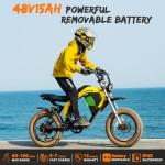 M5 Electric Bike for Adults/Teen,1500W Peak Motor 32 MPH, 48/15AH-35AH Dual Battery, 60/100 Miles 20" Fat Tire Electric Dirtbike, City Moped Electric Motorcycle for Adults Full Suspenssion Road Ebikes