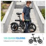 Flydone Mini Electric Bike for Adults, 750W Motor 20 mph Folding E-Bikes, 14" Adult Electric Bicycles with Smart Uphill 36v 7.8AH Battery E Bike for Teens,Black
