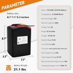 BtrPower 72V Ebike Battery 20AH 25AH 30AH 35AH Lithium ion / LiFeO4 Battery Pack with 5A Charger 50A BMS for 1000W 1500W 1800W 2000W Motor (72V 20AH)
