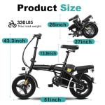 Folding Electric Bike for Adults and Teens, 560W Motor 24MPH Compact Commuter Ebike, 32 Miles Range, 48V 10Ah Battery, 3-Level Pedal Assist, 14" Mini Foldable Electric Bicycles, UL 2849 Certified