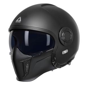 TRIANGLE Full Face Motorcycle Helmets,Off-Road Motocross Helmet for Men & Women,Dual Visor with Internal Tinted Sunshield,Open Face 3/4 Adult Racing Helmet DOT Approved(Black,L)