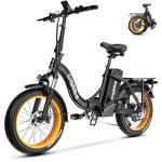 Folding Electric Bike for Adults with Peak 1000W Motor, 48V 20AH Battery up to 30MPH 80 Miles, 20" Fat Tire All Terrain Ebike, Front Suspension 7-Speed Commuter E Bike Black, Step-Thru, UL Certified