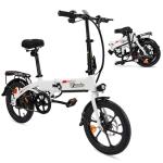 Winado 16" Electric Bike for Adults, Folding E-Bike 350W Motor with Dual Disc Brakes, Max Range 35Miles(Pedal-Assist) & Speed 15.5Mph, Foldable Commuter City Bicycle for Adults/Teens, White
