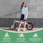 Winado 16" Electric Bike for Adults, Folding E-Bike 350W Motor with Dual Disc Brakes, Max Range 35Miles(Pedal-Assist) & Speed 15.5Mph, Foldable Commuter City Bicycle for Adults/Teens, White