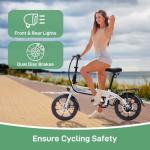 Winado 16" Electric Bike for Adults, Folding E-Bike 350W Motor with Dual Disc Brakes, Max Range 35Miles(Pedal-Assist) & Speed 15.5Mph, Foldable Commuter City Bicycle for Adults/Teens, White