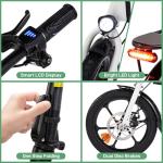 Winado 16" Electric Bike for Adults, Folding E-Bike 350W Motor with Dual Disc Brakes, Max Range 35Miles(Pedal-Assist) & Speed 15.5Mph, Foldable Commuter City Bicycle for Adults/Teens, White