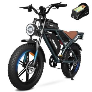Electric Bike for Adults 1500W Peak 20" Fat Tire EBike,45 Miles 30MPH Dual Suspension Electric Motorcycle,48V 20AH Battery Powered Dirt Bike
