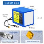 Wroyeti 60V 25Ah Electric Bike Lithium Ion Battery 60Volt Battery 25Ah Ebike, XT60 Extension Cord, XT90 Connector, Anderson Connector for 200-2000W Motor