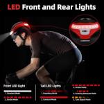AUMENTAR Adult Bike Helmet with USB Rechargeable LED Front & Rear Lights,E Bike,Electric Scooter Helmet,Mountain Road Cycling Helmets for Men Women Bicycle Helmet Removable Goggles Red Black