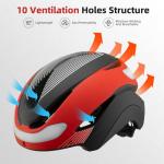 AUMENTAR Adult Bike Helmet with USB Rechargeable LED Front & Rear Lights,E Bike,Electric Scooter Helmet,Mountain Road Cycling Helmets for Men Women Bicycle Helmet Removable Goggles Red Black