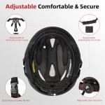 AUMENTAR Adult Bike Helmet with USB Rechargeable LED Front & Rear Lights,E Bike,Electric Scooter Helmet,Mountain Road Cycling Helmets for Men Women Bicycle Helmet Removable Goggles Red Black