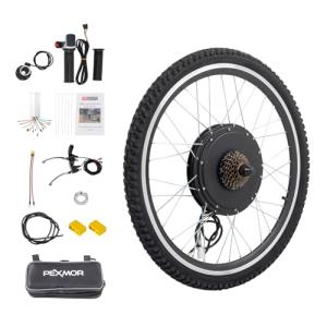 PEXMOR Electric Bike Conversion Kit, 48V 1000W 26" Rear Wheel E-Bike Hub Motor Kit, Upgrade 3 Mode Controller w/PAS/Twist Throttle with Battery Indicator Ebike Bicycle Wheel Kit