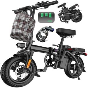 Electric Bike for Adults Teens, Folding E-Bike,Commuter City Foldable ebike with 560W Motor and 48V 10Ah Battery,24MPH Speed,3-Level Assist, Dual Disc Brakes,14" Compact Electric Bicycle with Pedals