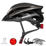 KINGBIKE Bike Helmet for Adult Men Women Youth Road Commute Mountain Cycling Helmets with USB Rechargeable Tail Light Replaceable Inner Pads and Visors Lightweight (BlackTitanium,L/XL(22.4-23.6in)