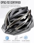 KINGBIKE Bike Helmet for Adult Men Women Youth Road Commute Mountain Cycling Helmets with USB Rechargeable Tail Light Replaceable Inner Pads and Visors Lightweight (BlackTitanium,L/XL(22.4-23.6in)
