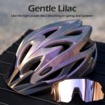 Odoland Bike Helmet with Cycling Sunglasses, Adjustable Size Adult Cycling Helmets for Men Women Road Bike Mountain Ebike, Lilac