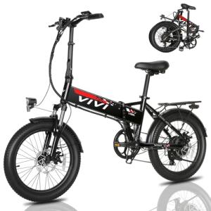 Vivi Electric Bike, 20" 500W Folding Electric Bike, 21.7MPH Adult Electric Bicycles with Removable 48V 374.4Wh Battery, Up to 50Miles Range, Cruise Control, Shock Absorber, SGS Certified to UL2849
