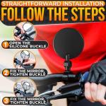 Bike Mirror Handlebar Mount – 2 Pcs Bicycle Mirrors for Handlebars, Clear & 360° Adjustable View, Secure, Damage-Resistant for Mountain, BMX & City Bikes