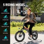 Vivi Electric Bike, 20" 500W Folding Electric Bike, 21.7MPH Adult Electric Bicycles with Removable 48V 374.4Wh Battery, Up to 50Miles Range, Cruise Control, Shock Absorber, SGS Certified to UL2849