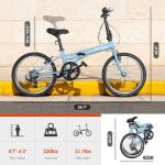 Brightpeak 20-inch 7-Speed Folding Bike - Lightweight Aluminum Frame, Adjustable Stem, Easy Fold for Commuting & Storage (Blue)