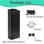 48V 13Ah Ebike Battery 48Volt Folding E-Bike Lithium Battery 48 Volt 13Ah Ebike Replacement Batteries for 250W 350W 500W 700W 900W 1000W Folding Electric Bikes