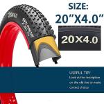 SIMEIQI 20X4.0 Inch E-Bike Fat Bike Tire Electric Bike Tricycle Tyres Foldable Replacement Tire for Mountain Snow All Terrian Urban City Street Road Bicycle