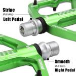 BOWOD Grippy BMX MTB Pedals fit 9/16" Crank, Bicycle Pedals Lightweight Mountain Bike w 3Bearings Cr-Mo Axel, Light CNC Aluminum Platform w Non-Skip Pins for Road City Ebike Pedals Green