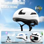 Bike Helmet Adult Men Women: Smart Bike Helmet Bicycle Helmets with Light for Mountain Bike Road Cycling Electric Scooter Skateboard Roller Skating Ebike | Bike Helmets for Adults Teen Helmet White