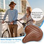 CDYWD Wide Bike Seat for Men Women Comfort, Large Soft Padded Bicycle Seat Cushion, Oversized Comfortable Replacement Saddle for Beach Cruiser, City Bike, MTB, Ebike, Scooter, Stationary Exercise Bike