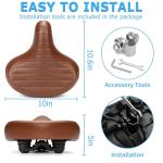 CDYWD Wide Bike Seat for Men Women Comfort, Large Soft Padded Bicycle Seat Cushion, Oversized Comfortable Replacement Saddle for Beach Cruiser, City Bike, MTB, Ebike, Scooter, Stationary Exercise Bike