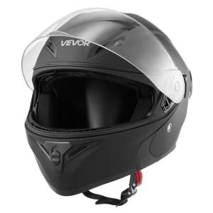 VEVOR Motorcycle Helmet, Modular, Adult Motocross Dirt Bike Helmet with Large Clear Visor, Comfortable Motorbike Racing Street with Detachable Liner for Men & Women, DOT Approved, (Matte Black, L)