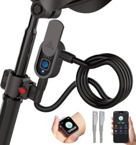 Anweller Fingerprint Bike Lock with Key, Heavy Duty Anti-Theft Weatherproof Keyless Bluetooth Digital Electronic Biometric Smart Cable Lock for Bicycle Scooter Accessories Outdoor Fence Gate