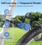 Anweller Fingerprint Bike Lock with Key, Heavy Duty Anti-Theft Weatherproof Keyless Bluetooth Digital Electronic Biometric Smart Cable Lock for Bicycle Scooter Accessories Outdoor Fence Gate