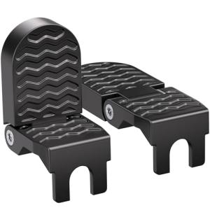 TOBWOLF 2PCS E-Bike U Slot Rear Pedals, 15MM Aluminium Bicycle Foot Peg, Non-Slip Ebike Foot Pegs for Passenger, Folding Rear Bicycle Footrest Pedals for E-Bike, Mountain Bike, Folding Bicycle