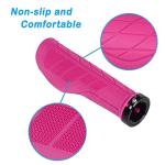 SOLODRIVE Ergonomic Design Bike Grips, Comfortable Bicycle Handlebar Grips, Single Lock-on Mountain Bike Grips, Non-Slip Handle Grips, Fit MTB, E-Bike, Hybrid, City Commuter Bikes, Scooter (Pink)
