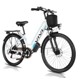 Vivi MT26GUL Electric Bike 26" Step Through Electric Bicycle with Removable 48V 374.4Wh Battery, 750W Peak Motor, 21.7Mph Top Speed, Up to 50 Miles, Cruise Control, 7 Speed, SGS Certified to UL2849