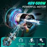 Vivi MT26GUL Electric Bike 26" Step Through Electric Bicycle with Removable 48V 374.4Wh Battery, 750W Peak Motor, 21.7Mph Top Speed, Up to 50 Miles, Cruise Control, 7 Speed, SGS Certified to UL2849