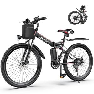 Vivi Folding Electric Bike 1000W Peak Motor Electric Mountain Bike 26'' Ebikes for Adults 22MPH Foldable Ebike with 48V Removable Battery, Up to 50 Miles, Dual Shock Absorber, LCD Display