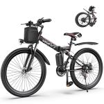Vivi Folding Electric Bike 1000W Peak Motor Electric Mountain Bike 26'' Ebikes for Adults 22MPH Foldable Ebike with 48V Removable Battery, Up to 50 Miles, Dual Shock Absorber, LCD Display