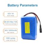 KBT 36V 5Ah Rechargeable Li-ion Battery Pack, with Charger, Charging Cable, Cable Connector, Build-in 10A BMS