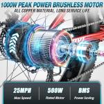 Vivi Electric Bike 26" x 4.0 Fat Tire Electric Bicycle,1000W Motor Peak Electric Mountain Bike, 25MPH Ebikes for Adults with 48V 13AH Removable Battery, Up to 60 Miles, SGS Certified to UL2849