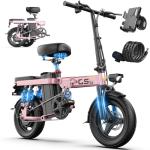 Heavy-Duty Foldable Electric Bike for Adults with 7-Shock Suspension, 500+ lbs Capacity, 740W Motor, 25MPH, 720Wh Battery, 20 Mile Range, 14“ Fat Tires Commuter Electric Bicycles for Road & Mountain