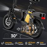 INSDRGN Electric Bike for Adults Peak 650W, 20 MPH Folding E Bike, 48V Removable Li Battery Ebike, Top 45 Miles PAS Range, 14" Fat Tire Bikes, with USB Charging Phone Holder, UL2849 Certified, Black