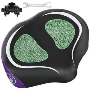 KEMIMOTO Oversized Bike Seat for Men Women, Extra Wide Bicycle Saddle Cushion Comfortable with Soft Pad, Suits for Exercise Bike, Ebike Seat, City Bicycle