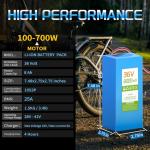 VATOSO 36V Lithium Ebike Battery with BMS, T-Plug to XT60 Connector, Compatible with 200W-600W Motors, for Electric Bikes, Scooters, ATVs, Electric Dirt Bikes, Solar Storage (36V 8AH(100W-600W))