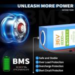 VATOSO 36V Lithium Ebike Battery with BMS, T-Plug to XT60 Connector, Compatible with 200W-600W Motors, for Electric Bikes, Scooters, ATVs, Electric Dirt Bikes, Solar Storage (36V 8AH(100W-600W))