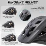 KINGBIKE Bike Helmet for Men Adults Professional Mountain Bike Helmet with Camera Mount for GoPro 3-Level Visor NTA-8776 E-Bike Certified Helmet (Dark Gray, L)