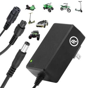 29.4V Compact Electric Scooter & Hoverboard Charger, UL Certified Safe, Powerful & Small, 3 Connectors for Razor GOTRAX Jetson Etc. Brand's E-Scooter, Hover Boards, Ebikes 25.2V/25.6V/25.9V Battery
